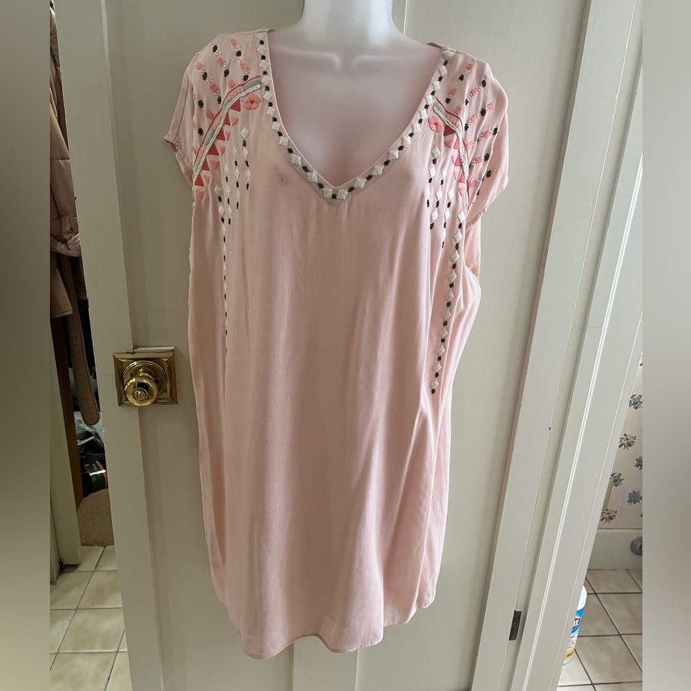 Charlie Jade Light Pink Embroidered sheath dress